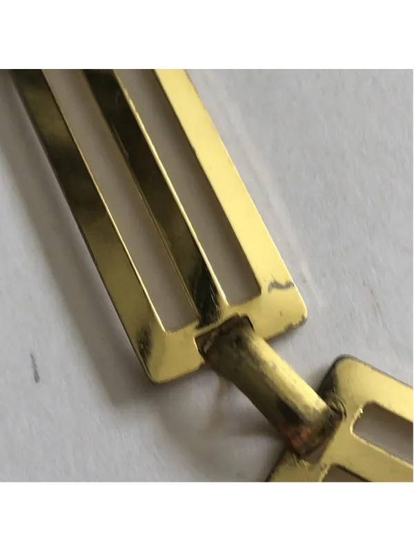 Gold Tone Vintage Rectangular Chain Link Boho Retro Belt - Image 6