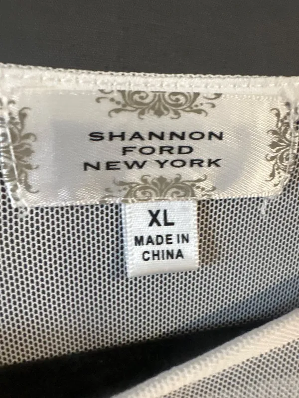 Shannon Ford New York Womens XL White Polka Dot Lace Mesh Blouse Coquette - Image 2