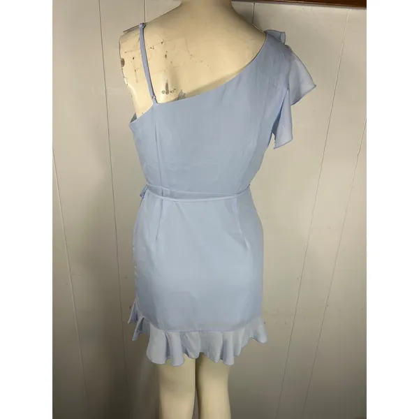 Superdown Areanna Ruffle Wrap Mini Dress In Baby Blue Size XS - Image 4