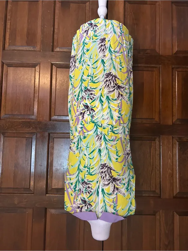 Kate Spade Neal Silk Flora Peter Pan Collar Dress Yellow Tropical Floral Size 8 - Image 3