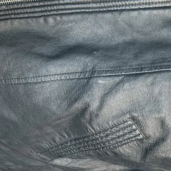 Vintage 90s Wilsons Leather Black Faux Fur Trimmed Bomber Jacket Oversized Large - Image 8