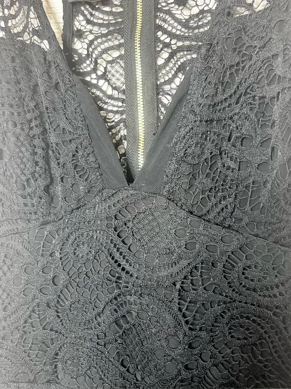 BEBE Black Lace Sleeveless Jumpsuit with Exposed Zipper Size Small - Image 3