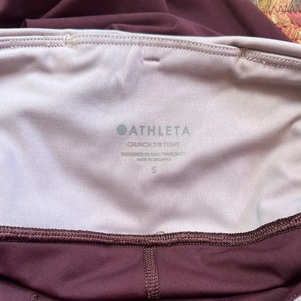 ATHLETA MAROON PINK STRIPE CRUNCH 7/8 TIGHTS - Image 2