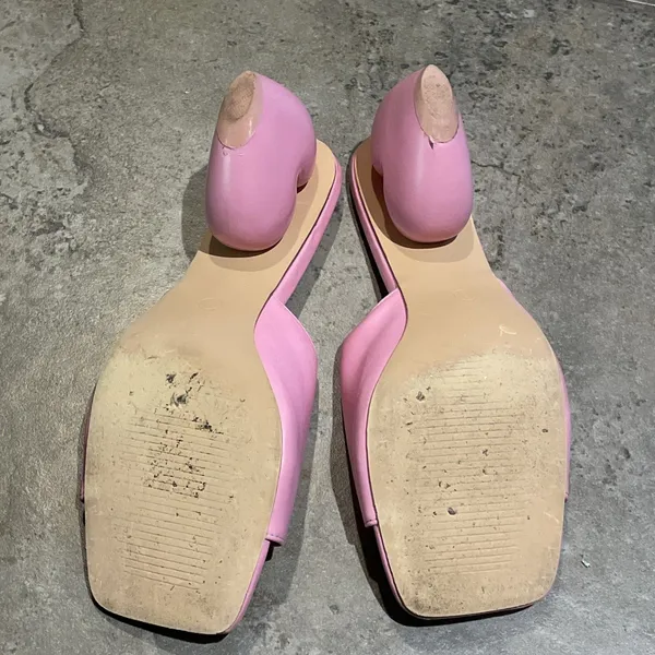 SHEIN Pink Sculptural Heart Heel Mule Sandals Womens 9 Square Toe Slides - Image 10