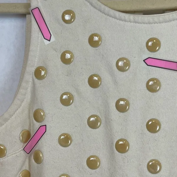 Juicy‎ Couture Dress Women's Small Beige Stretch Polka Dot Studded Mod Sheath - Image 6