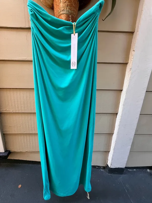 House of Harlow 1960 Turquoise Green Strapless Bodycon Midi Dress Double Lined - Image 4