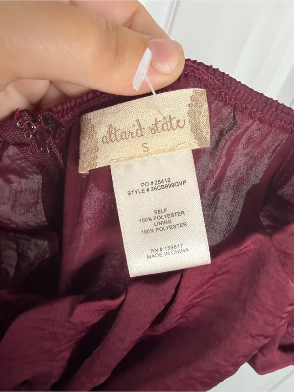 Altar’d State Burgundy Puff Sleeve Wide Leg Jumpsuit Sz S NWOT Fall Boho - Image 7