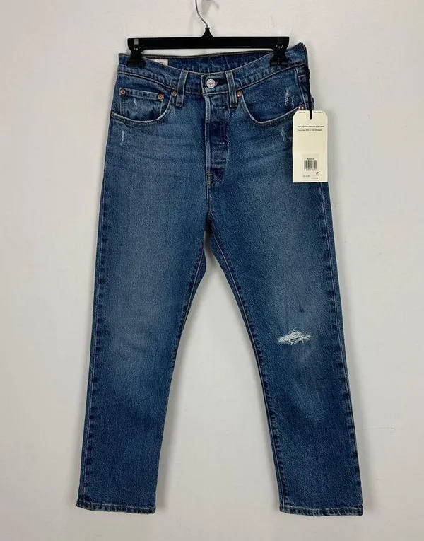 Levi's Premium 501 Original Cropped Womens Jeans High Rise Blue W 26 L 26 NWT - Image 4