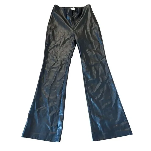 Aritzia Wilfred black faux leather pull on flare pants size 4 - Image 4