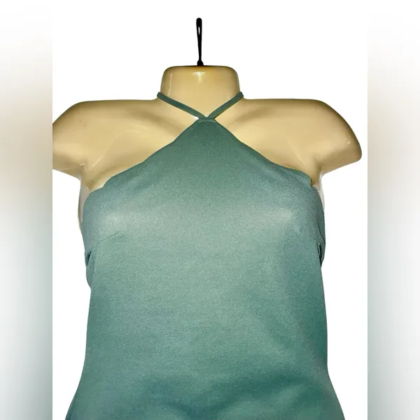 Sage Green Backless Halter Mini Dress - Image 4