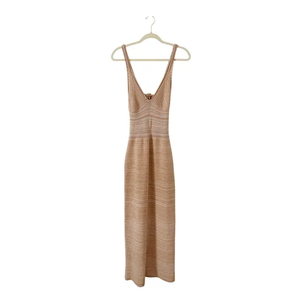 Torn by Ronny Kobo Darcey Snowy Knit Crochet Dress in Lark and White Medium - Image 3