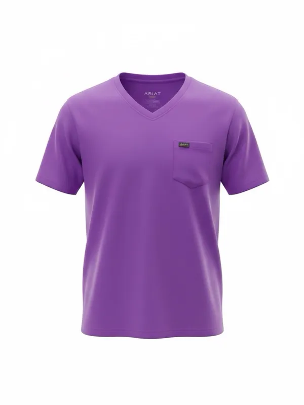 Ariat Rebar Work American Flag Purple V-Neck Tee Women's Large - Image 7