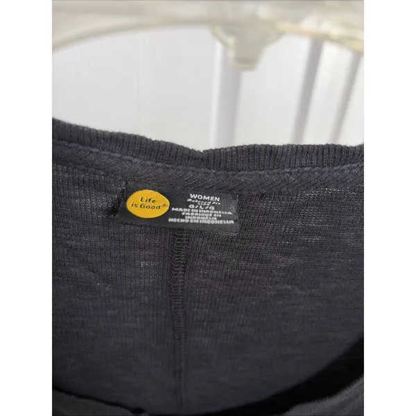 Life is Good Relaxed Fit Pocket Tee Womens Size L Charcoal Grey Ribbed Cotton L - Image 4