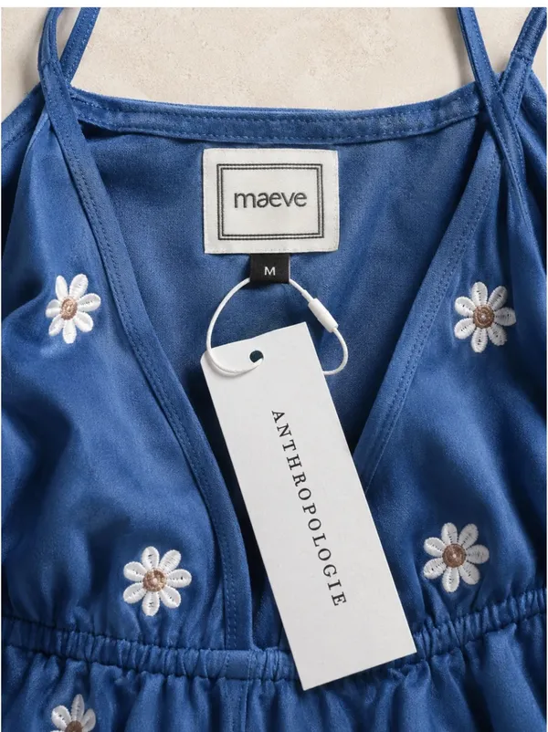 NWT Maeve Anthropologie Daisy Halter Babydoll Cami Blue Floral Medium - Image 6