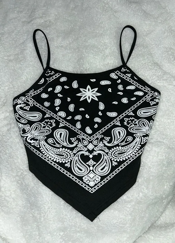 SheIn NWOT Black Paisley Print Bandana Cami Top - Image 6