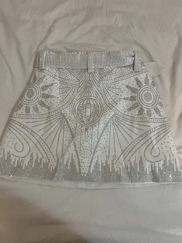 White Sparkly Skirt Size M - Image 2