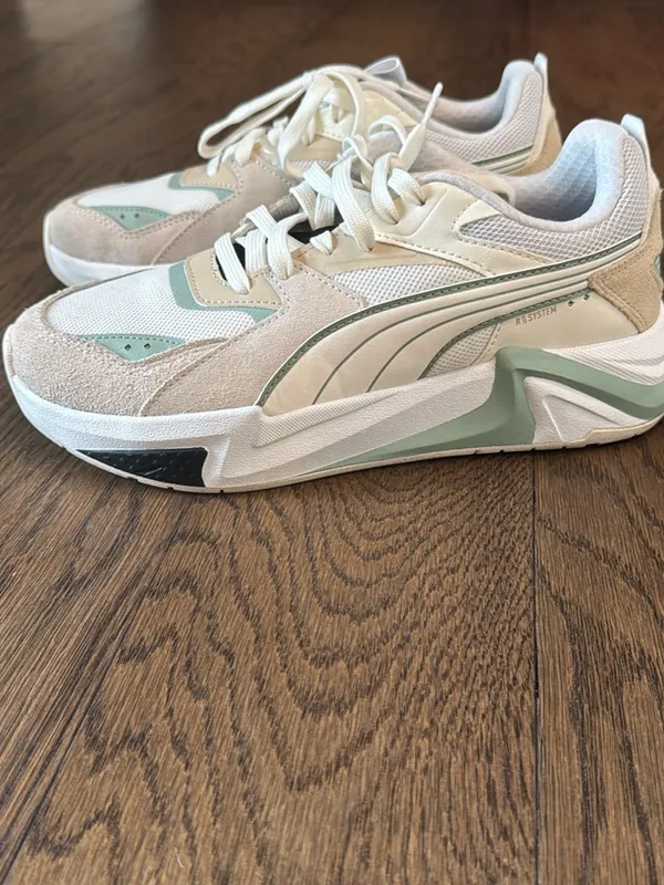Puma White & Mint Green Retro Sneakers • - Image 4