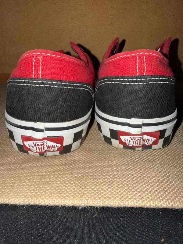 The VANS Checkerboard Red Black Low Top Lace Up Canvas Sneakers for men 7.5 - Image 3