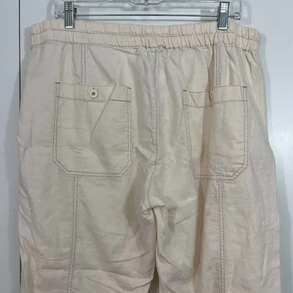 Free People Medium Cream Cropped Cargo Tapered Drawstring Pants with Pockets - Image 4