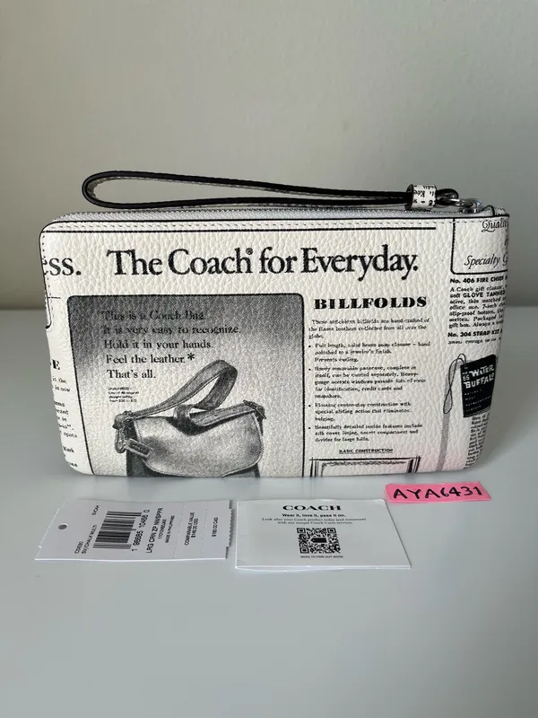 Coach Large Corner Zip Wristlet With Newspaper Print - Image 2
