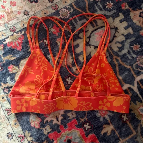 Kulani kinis Orange Floral Bikini Top - Image 2