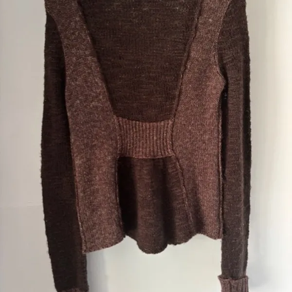 BKE Two Tone Brown Knit Long Sleeve Cardigan L Decorative Buttons Boho Western - Image 6