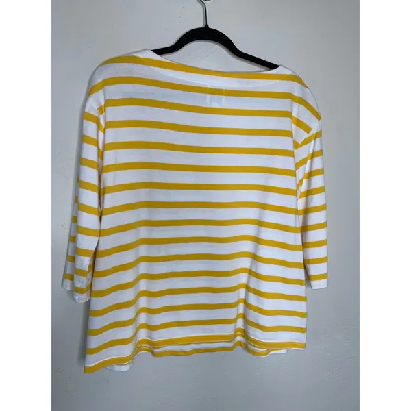 Nines by Hatch Yellow Boat Neck Stripe Top Sz Small - Image 6