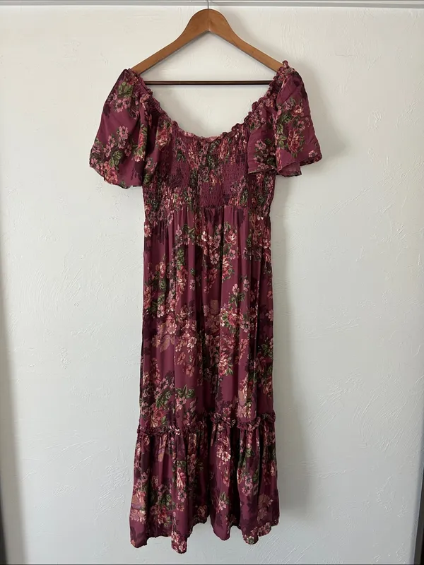 Maurices Burgundy Floral Off-Shoulder Midi Dress - Image 3