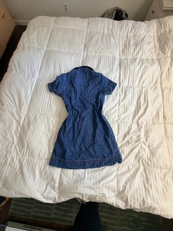 Habitual dark blue denim short sleeve collared mini dress Size XS - Image 9