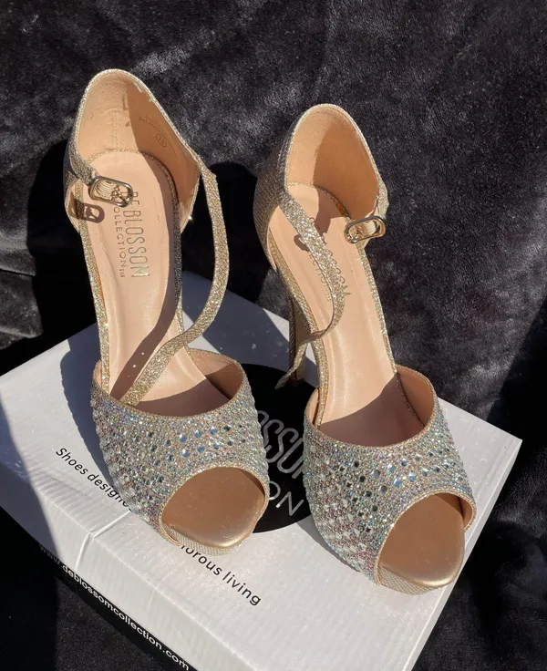 Rose Gold Bedazzled Heels Size 7.5 - Image 2