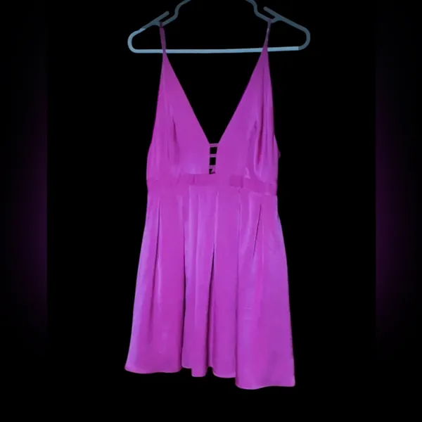 Free People Gabby’s Party all Night Fuchsia Spaghetti Strap Low Cut Dress - Image 7