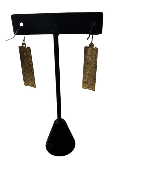 NWT Modernist‎ Mixed Metal Geometric Bar Drop Earrings Green & Peach Enamel - Image 5