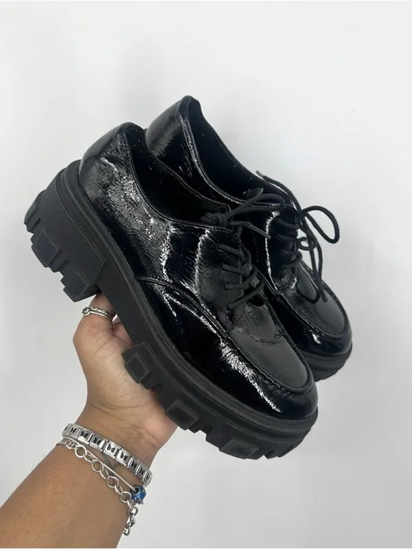Asos Black Chunky Loafers Size Women's US 6 Grunge Goth Platforms - Image 9