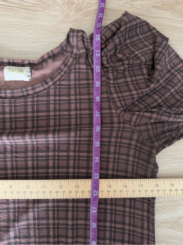Nation LTD Large Romy Long Sleeve Tee Tartan Plaid Fall Preppy Office Pima - Image 8