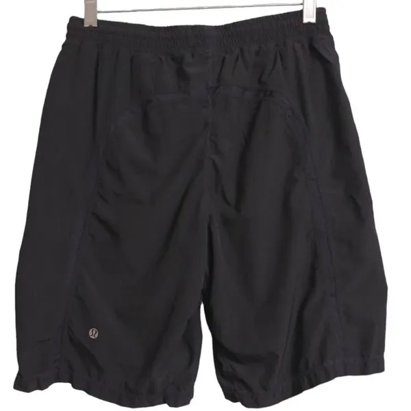 Lululemon Womens Athletic Shorts Black Stretch Elastic Waist Drawstring L - Image 4