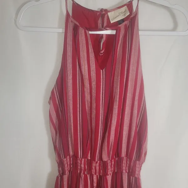 Universal Threads Red Pink Striped Halter Maxi Dress Smocked Waist Boho Small - Image 9