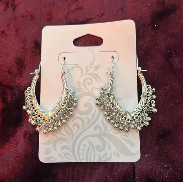 Sterling Silver Bollywood Style Earrings - Image 2