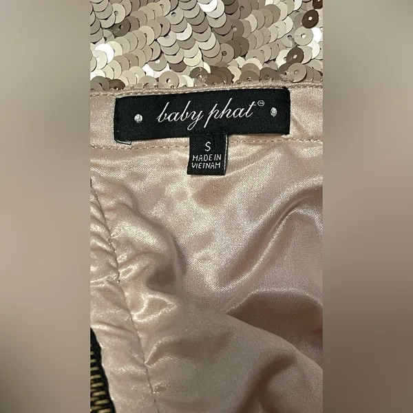 Baby Phat Womens Sz S Rose Gold Sequins Strapless Mini Dress - Image 4
