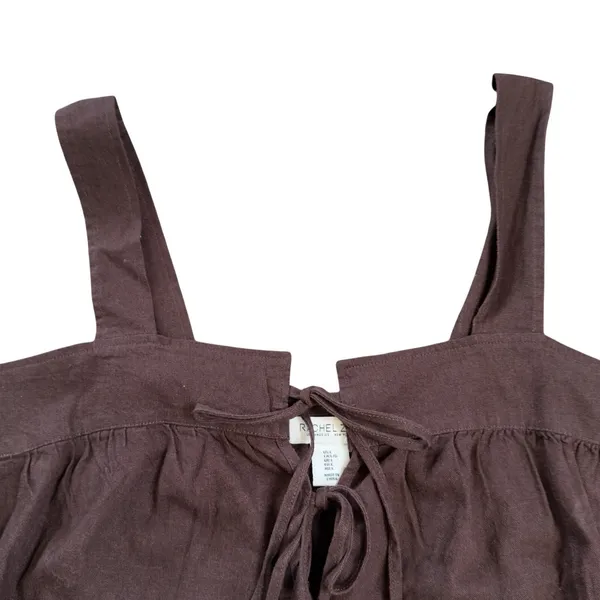 Rachel Zoe Women's Brown Cropped Eyelet Boho Hippie‎ Peasant Tank Top Size Large - Image 5