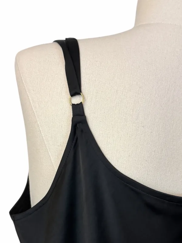 Ava and Viv Midi Dress 1X Satin Cowl Neck Adjustable Strap Black Cocktail Party - Image 13