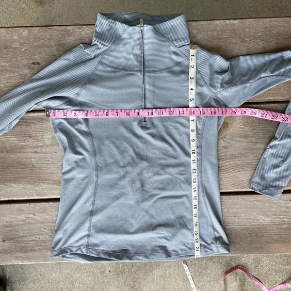 Columbia Quarter Zip‎ Pullover Womens S Gray Striped Lightweight Mock Neck - Image 5
