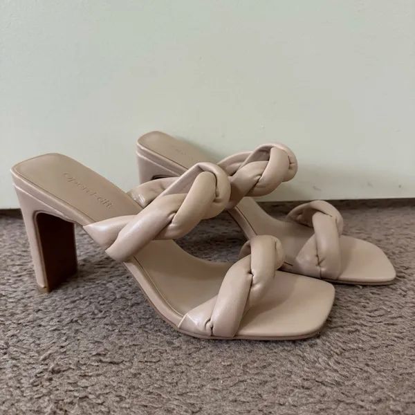Open Edit Beige Block Hill Twist Sandals NWT Size 7 - Image 2