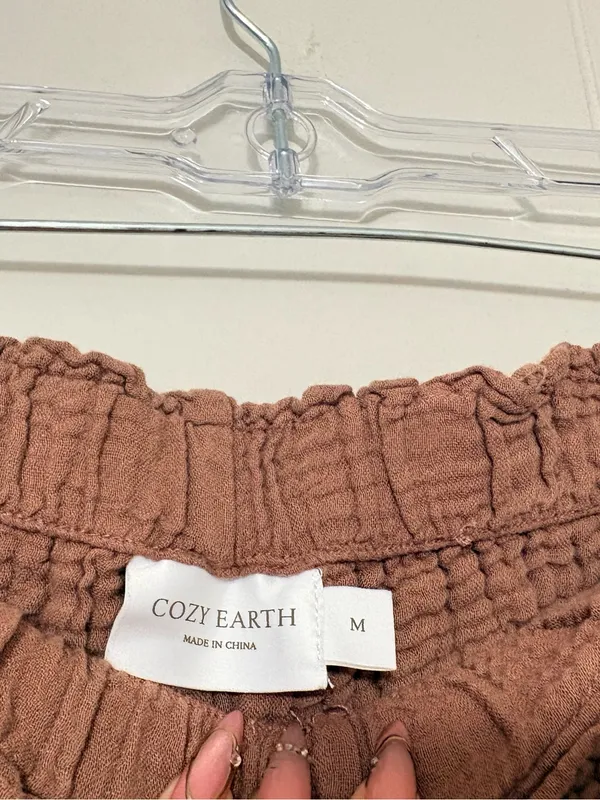 Cozy Earth Brown Double Gauze Lounge Shorts Women’s Size M Cotton Modal Pockets - Image 4