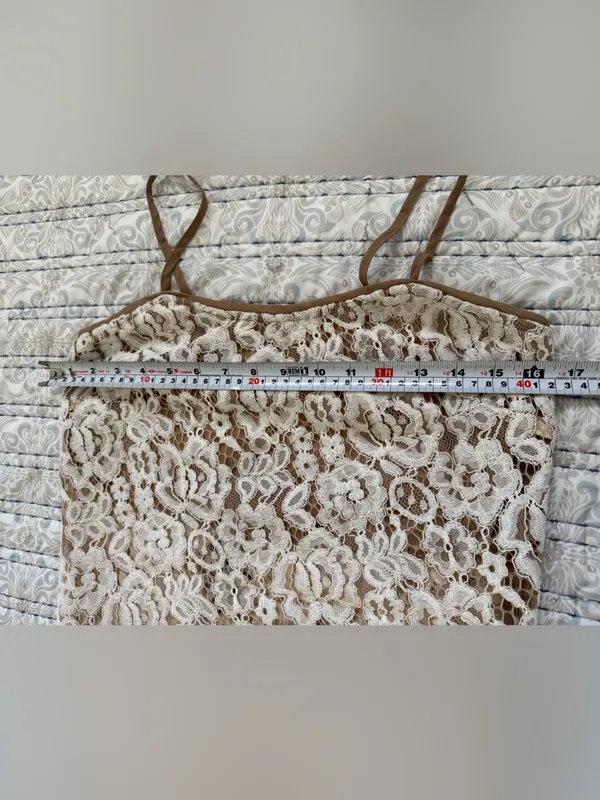 NWT Sans Souci S Ivory Nude Floral Lace Asymmetrical Y2K Fairycore Cami Tank Top - Image 9