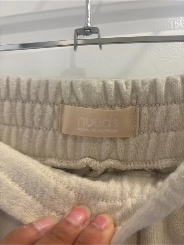 nuuds Cream Wide Leg Sweatpants Size Small 100% Cotton Lounge Pants - Image 2