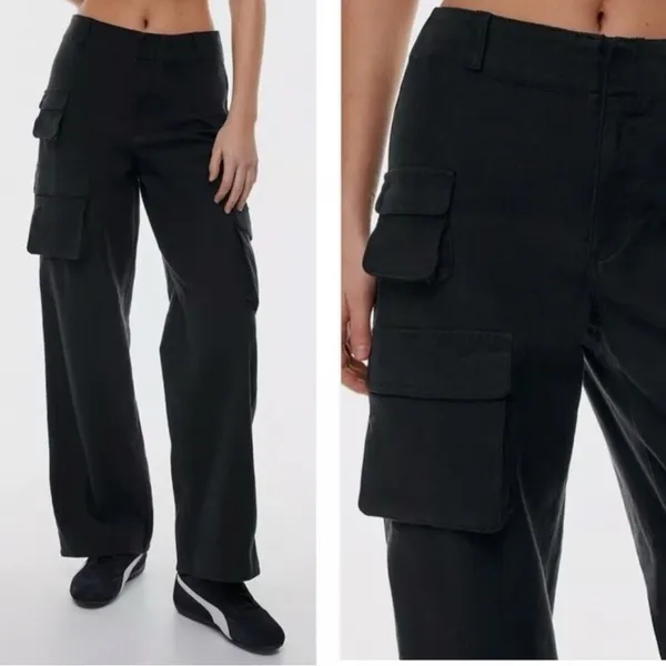 Aritzia Wilfred‎ Free Sz 4 Cargo Pants Women’s Black Noir Wide Leg High Rise - Image 2