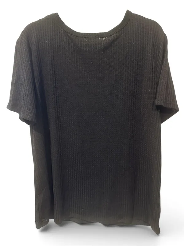 L BiBi Black Top with Pink Lace V-Inset - Image 3
