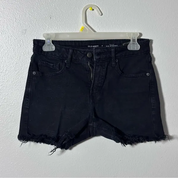 Old Navy Women Denim Black‎ Cut Off Shorts High Rise Size 0. - Image 2
