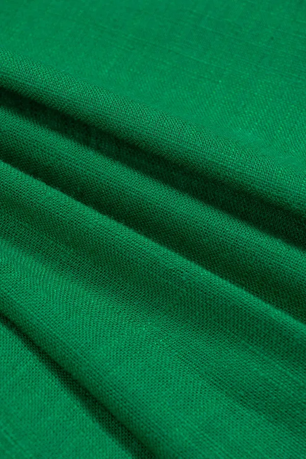 MICAS Green Linen V-Neck Halter Tie-Front Ruched Zipper Backless Cami Top - Image 4