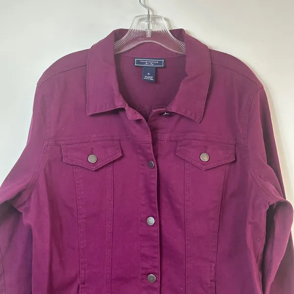 Charter Club Jean Shop Plum Purple Cotton Stretch Trucker Jacket Womens XL - Image 3